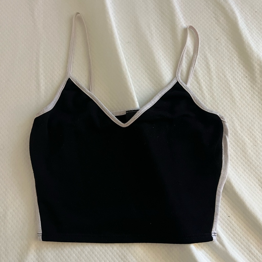 Black and white v neck tank top